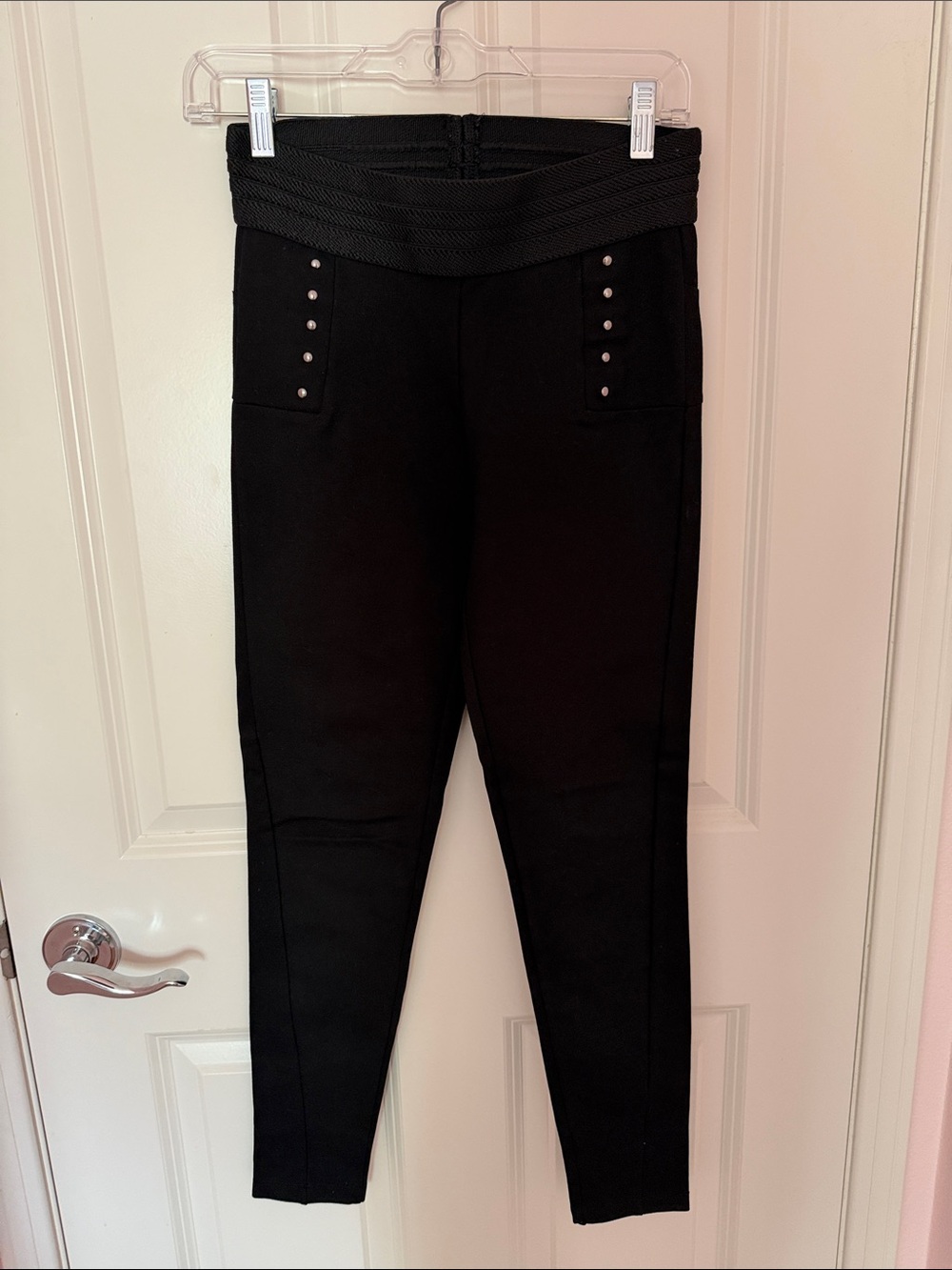 Black High-Waist Stud Detail Women’s Pants